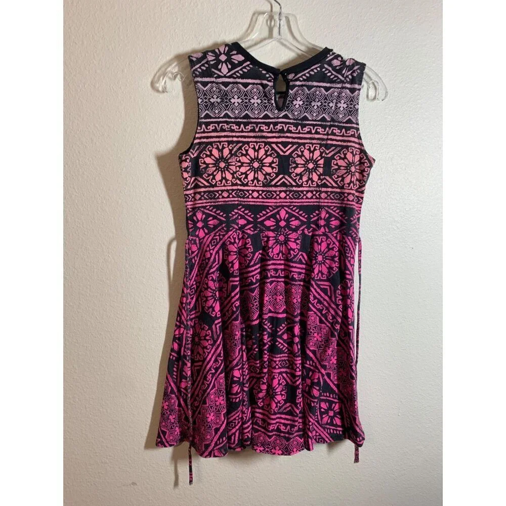Justice Aztec Tribal Print Dress Girls Size 16 Black, Pink AC10
